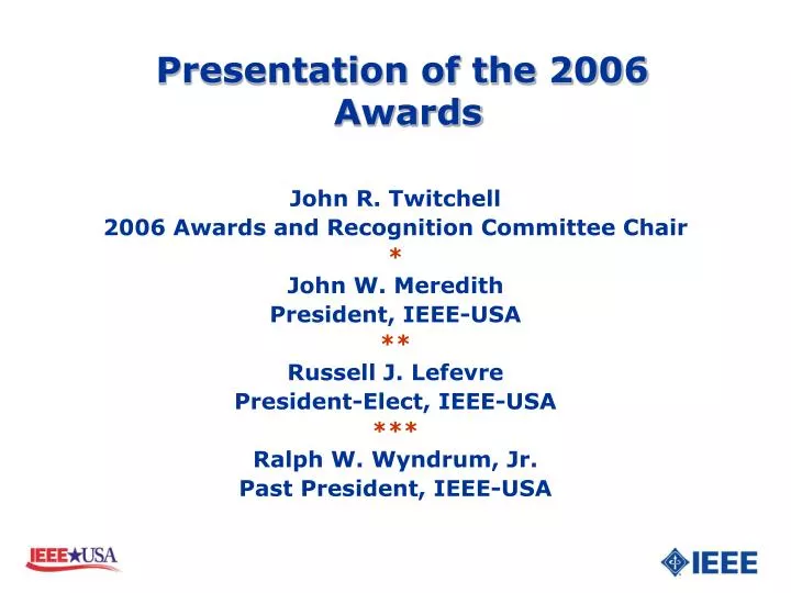 presentation of the 2006 awards