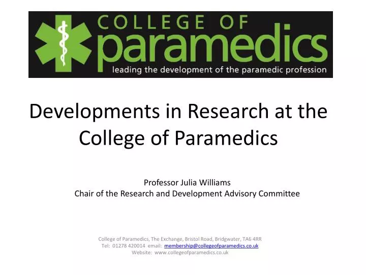 developments in research at the college of paramedics