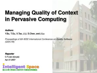 Managing Quality of Context in Pervasive Computing