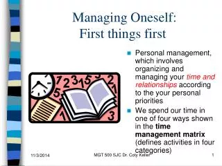 Managing Oneself: First things first