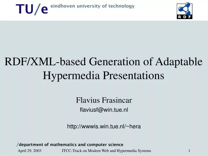 rdf xml based generation of adaptable hypermedia presentations