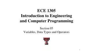 ECE 1305 Introduction to Engineering and Computer Programming