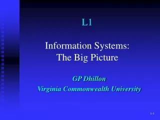 L1 Information Systems: The Big Picture
