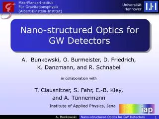 Nano-structured Optics for GW Detectors