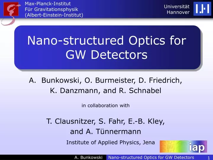 nano structured optics for gw detectors