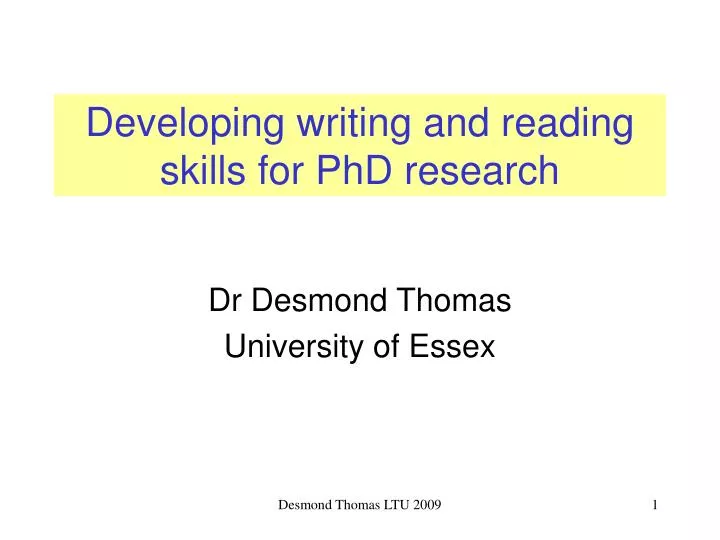 developing writing and reading skills for phd research