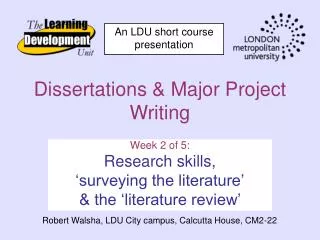 Dissertations &amp; Major Project Writing
