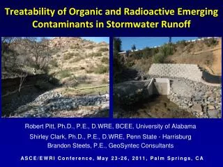 Treatability of Organic and Radioactive Emerging Contaminants in Stormwater Runoff