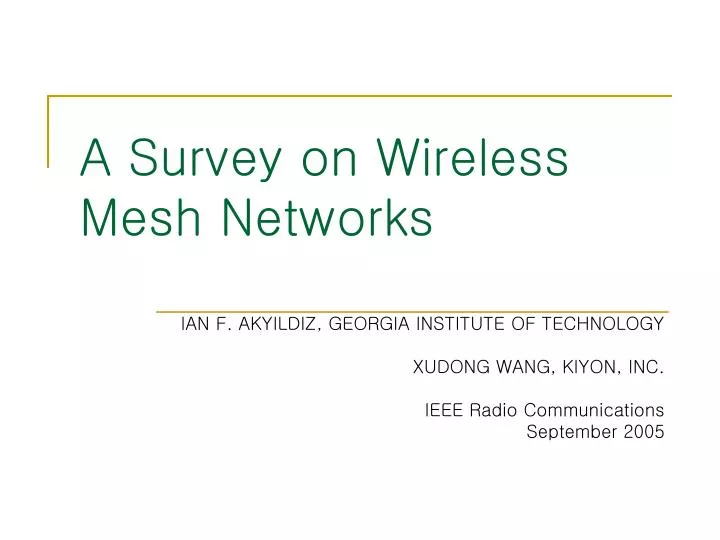 a survey on wireless mesh networks