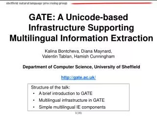 GATE: A Unicode-based Infrastructure Supporting Multilingual Information Extraction