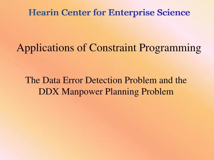applications of constraint programming