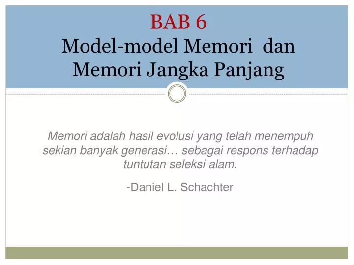 bab 6 model model memori dan memori jangka panjang