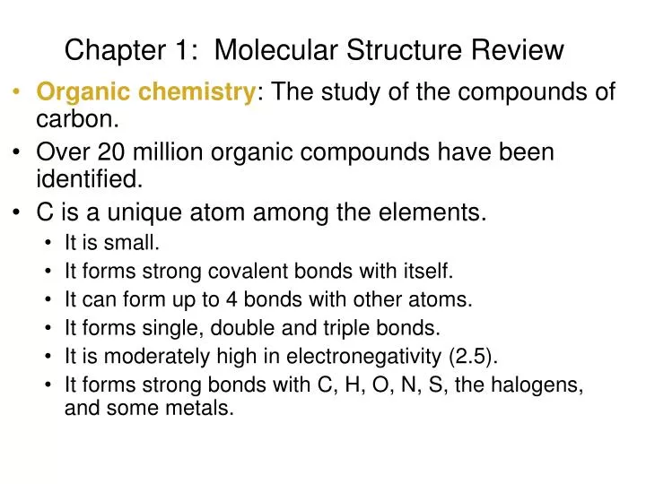 chapter 1 molecular structure review
