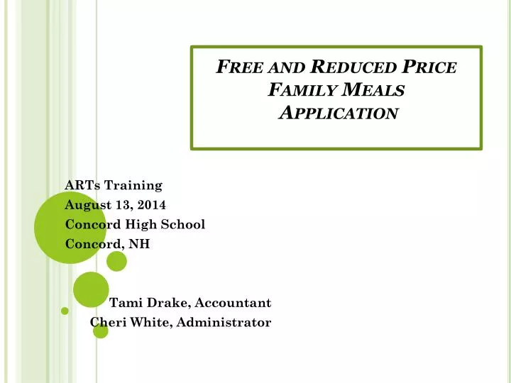 free and reduced price family meals application