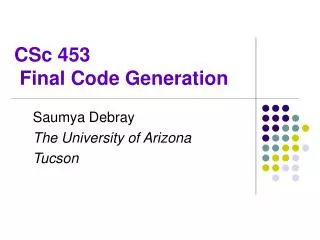 CSc 453 Final Code Generation