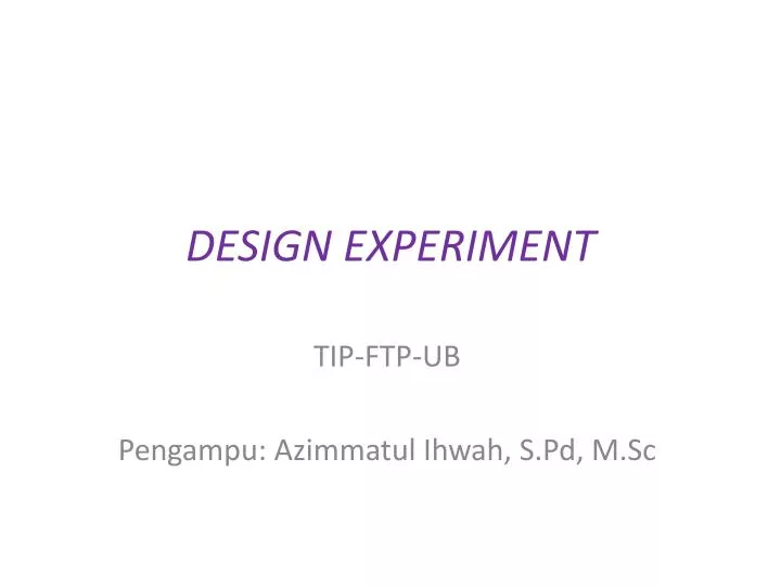 design experiment