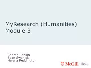 MyResearch (Humanities) Module 3