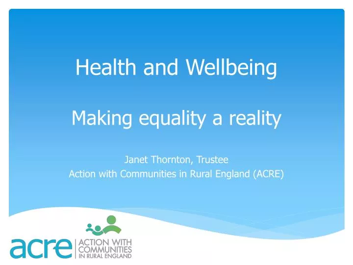 health and wellbeing making equality a reality