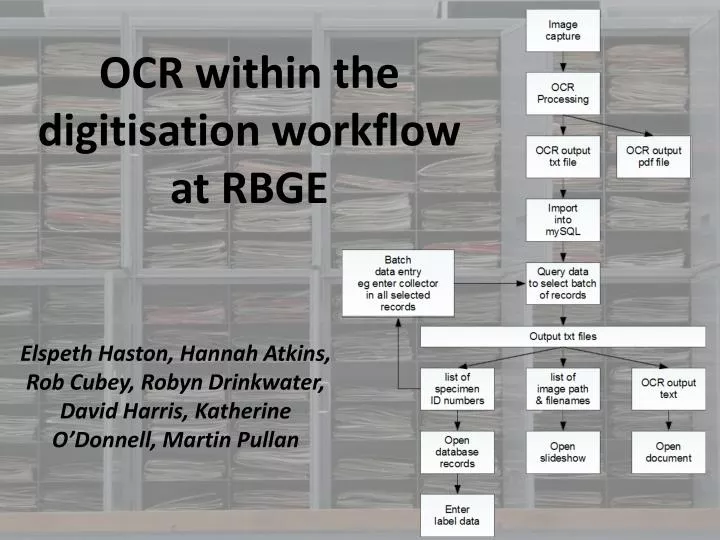 ocr within the digitisation workflow at rbge