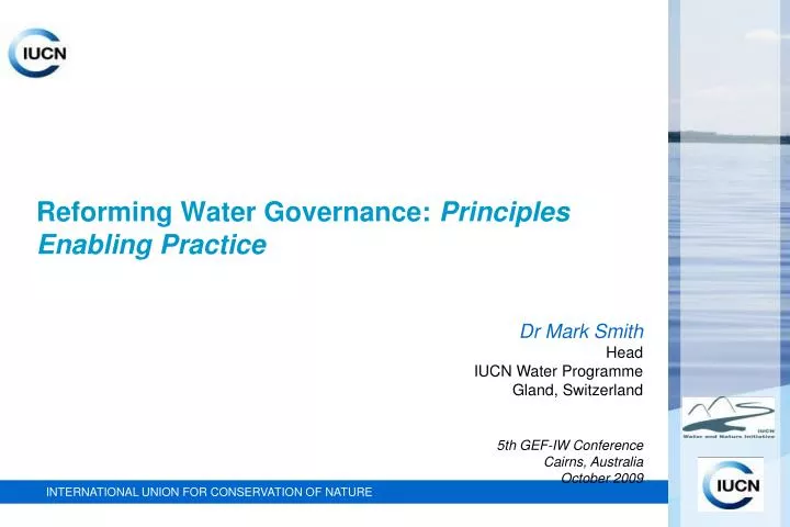 reforming water governance principles enabling practice