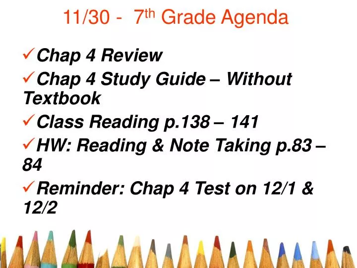 11 30 7 th grade agenda