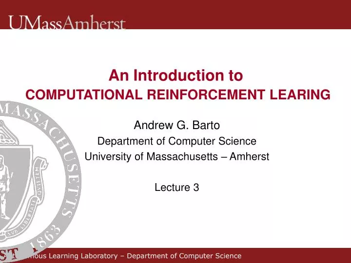 an introduction to computational reinforcement learing