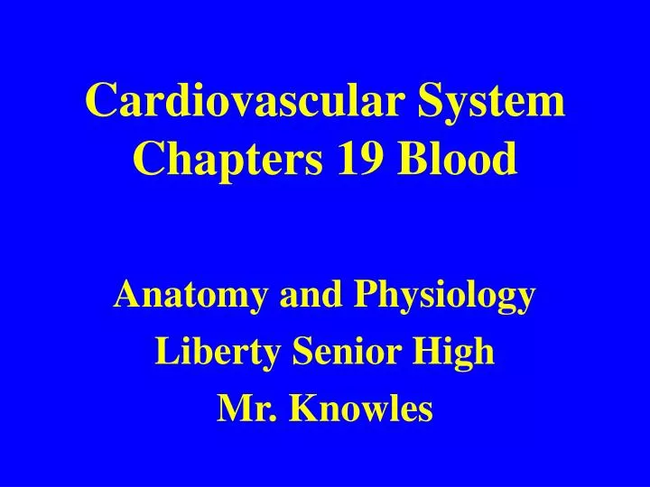 cardiovascular system chapters 19 blood