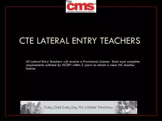 CTE Lateral Entry Teachers