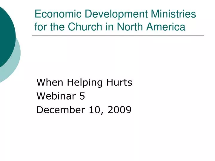 economic development ministries for the church in north america