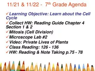 11/21 &amp; 11/22 - 7 th Grade Agenda