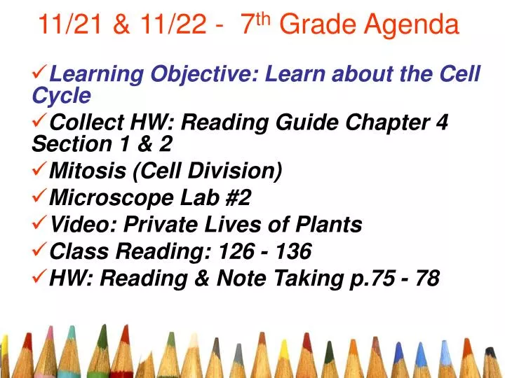 11 21 11 22 7 th grade agenda