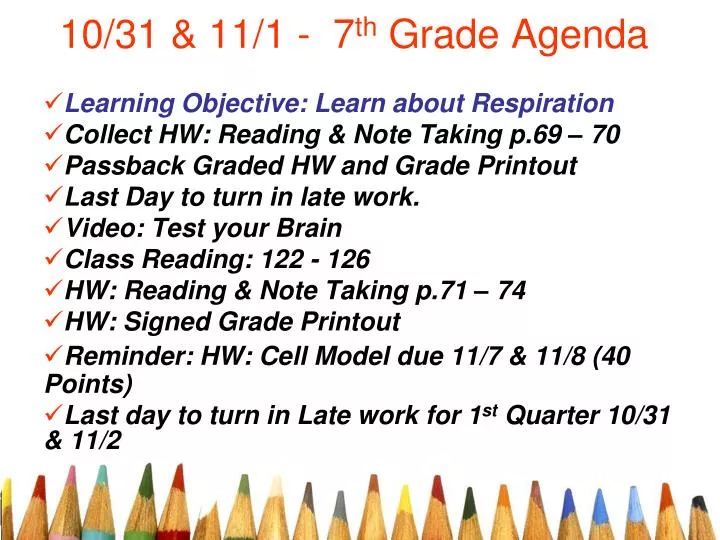 10 31 11 1 7 th grade agenda