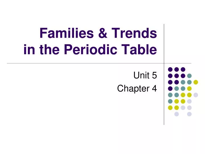 families trends in the periodic table