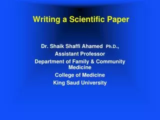 Writing a Scientific Paper