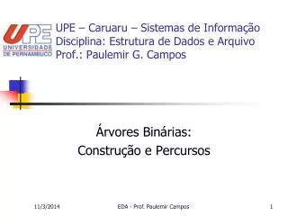 upe caruaru sistemas de informa o disciplina estrutura de dados e arquivo prof paulemir g campos