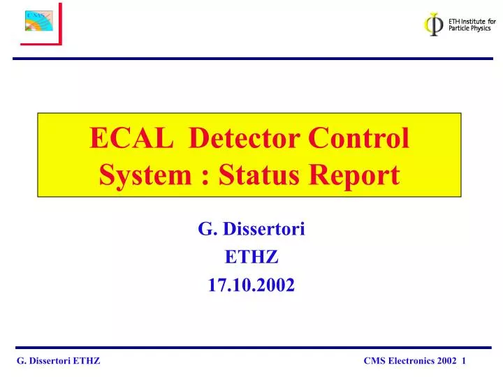 ecal detector control system status report