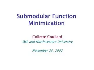Submodular Function Minimization