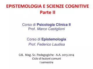 epistemologia e scienze cognitive parte ii
