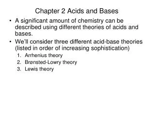 Chapter 2 Acids and Bases