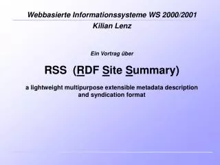 ein vortrag ber rss r df s ite s ummary