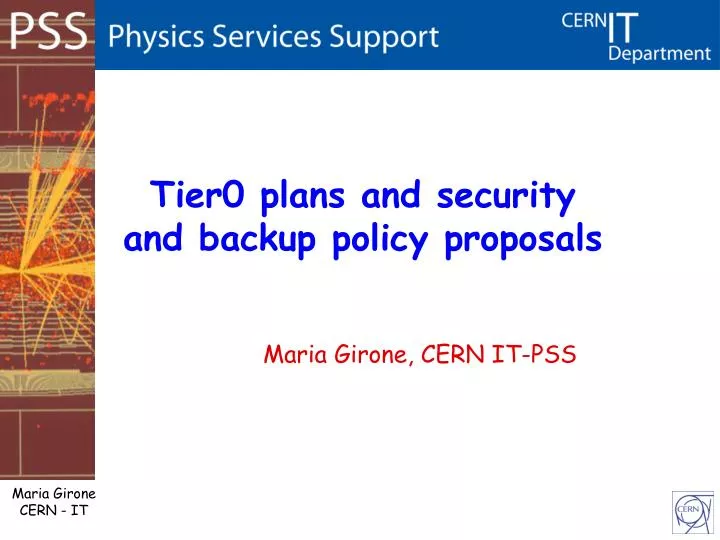 tier0 plans and security and backup policy proposals