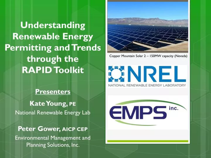 understanding renewable energy permitting and trends through the rapid toolkit