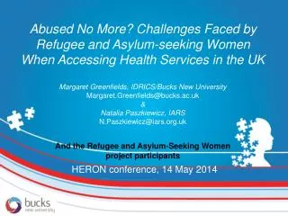 Abused No More? Challenges Faced by Refugee and Asylum-seeking Women