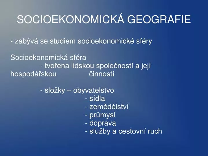 socioekonomick geografie