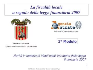 la fiscalit locale a seguito della legge finanziaria 2007