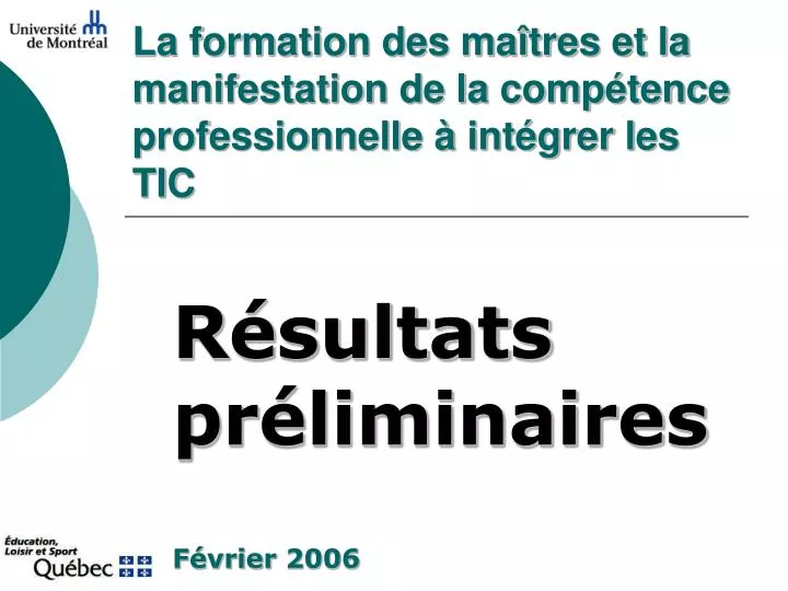 la formation des ma tres et la manifestation de la comp tence professionnelle int grer les tic