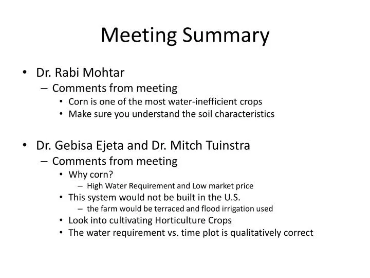 meeting summary