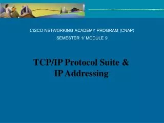 CISCO NETWORKING ACADEMY PROGRAM (CNAP) SEMESTER 1/ MODULE 9