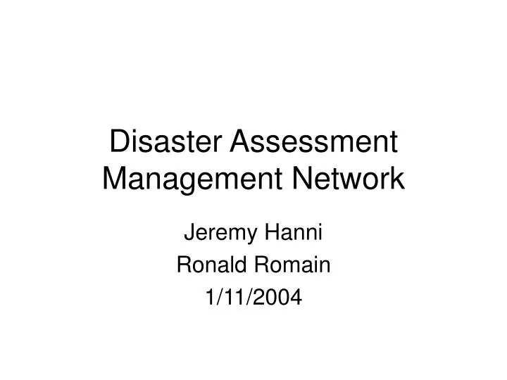 disaster assessment management network