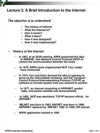 Lecture 2. A Brief Introduction to the Internet